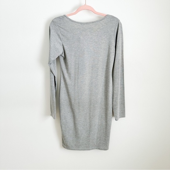 NWT Boohoo Light Gray Long Sleeve Bodycon Mini Dress sz S/M - Picture 6 of 8
